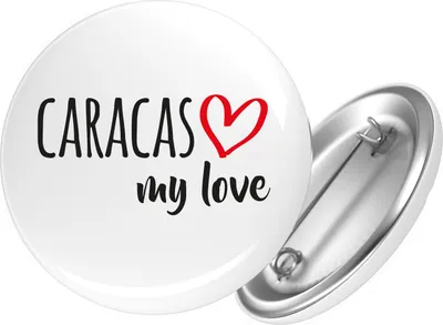 Produktbild von Huuraa Button Caracas my love 25mm rund mit Sicherheitsnadel Ansteckbutton Geschenkidee