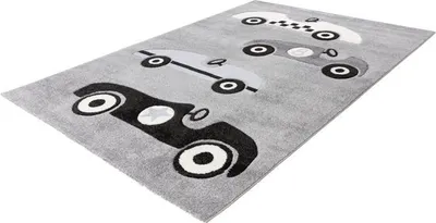 Produktbild von Lalee Happy Kinderteppich - niedriger Flor - Herzen-Autobahn - Einhorn - Fußballteppich 80x150 cm silber
