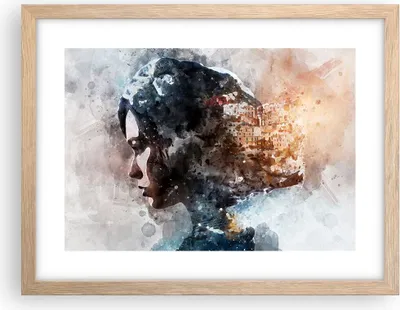 Produktbild von Gerahmtes Poster - Rahmen in heller Eiche - Frau Abstraktion - 40x30 cm - Wand Bild - Wanddeko - Wandbilder - Kunstposter - Wandposter - Bilderrahmen - Bilder - Kunstdruck - Wandbild - P2NAA40x30-3956
