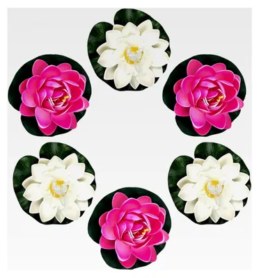 Produktbild von 6 Stück Schwimmende Lotusblüten, Dekorative Lotusblumen, Schwimmende Lotusblätter, Künstliche Seerosen für Aquarien, Bachszenen, Gartenteiche, Künstliche Teichpflanzen