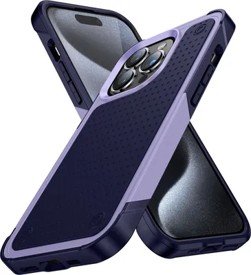 Produktbild von Für iPhone 15 Pro Hülle Militärqualität Stoßfest Hybrid 2 in 1 Hart PC Weich TPU Handyhülle Lila Blau