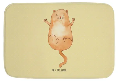 Produktbild von Mr. & Mrs. Panda Badematte Katze Umarmen - Gelb Pastell - Geschenk, Duschvorleger, Katzen, duschmatte, Cats, Badezimmerteppich, Freunde, Badteppich, Badläufer, Liebe