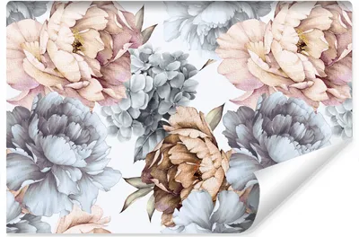 Zdjęcie produktu dla Fototapeta Akwarelowe Kwiaty Piwonie Dekoracja do Sypialni z modnym efektem 3D 368x280cm