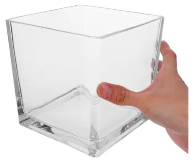 Produktbild von Klare quadratische Glasvase, 15 x 15 cm, Blumenvase für Hydrokultur, Pflanzgefäß und Kerzenhalter für Hochzeiten und Tischdekoration