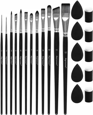 Produktbild von Pinselset 22-teilig, 12 Pinsel, 10 Schwämme, für Kinder, Theatermake-up