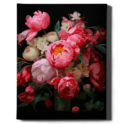 Zdjęcie produktu dla Oh Art! - Paint by Numbers Set Pink Peonies - 40x50cm, z drewnianą ramą i pędzlami DIY