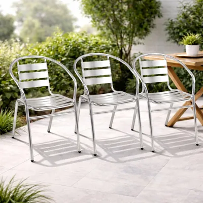 Produktbild von 3 Stück stabile Aluminuim Bistrostühle Gartenstuhl stapelbar