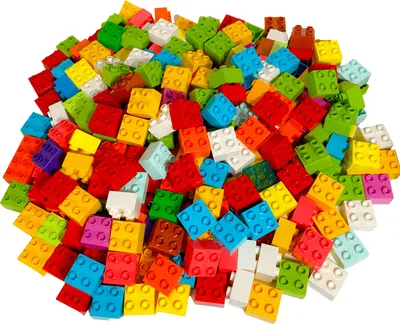 A pile of colorful building blocks.