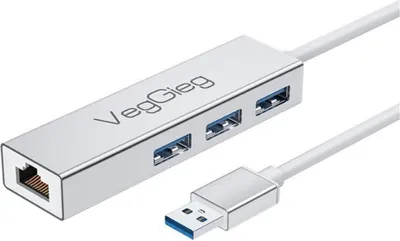 Immagine prodotto di INF Adattatore USB a Gigabit Ethernet con Hub USB a 3 Porte - Grigio