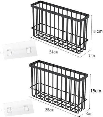 Produktbild von Famanu Aufbewahrungsbox für Küchenschranktüren, 2 Stück, selbstklebend, Wandmontage, Organizer für kleine Gegenstände (schwarz)