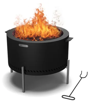 Zdjęcie produktu dla Blumfeldt Ignite Pure – bezdymna miska ogniowa do ogrodu, średnica 57 cm, wysokość 43 cm, stal nierdzewna 201, z rusztem do grillowania, pojemnikiem na popiół, osłoną przeciwdeszczową i podstawką, przenośna – idealna na kemping i spotkania na świeżym powietrzu