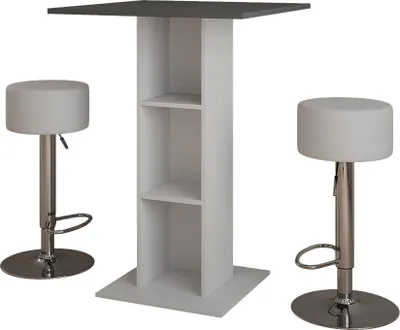 Zdjęcie produktu dla Zestaw stołu barowego Vicco Repose Antracyt/biały 75 x 75 cm z 2 stołkami barowymi, Model 55718