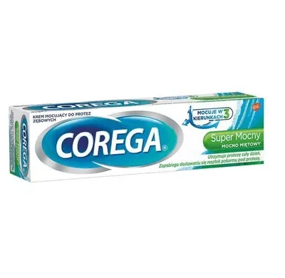 Zdjęcie produktu dla Corega Super Mocny Mocno Miętowy Krem mocujący do protez zębowych, 70g