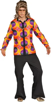 70er Jahre Kostüm Disco Hemd für Herren Gr. 50-60 bunt Fasching Karneval Mottoparty Hippie Retro