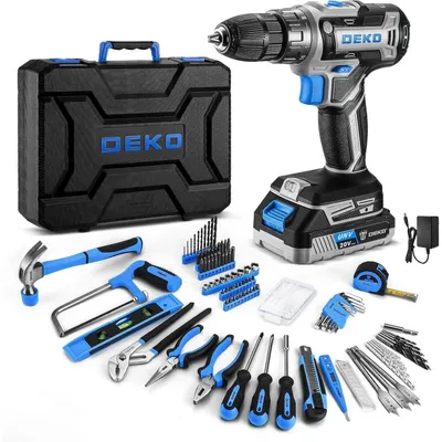 Image de Mallette à outils de 186 pièces, comprenant une visseuse sans fil de 20V et ses accessoires