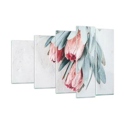 Produktbild von Bilder auf glas - 5 Teile - Blume Eukalyptus Australier - 150x100cm - Glasbilder - Wandbilder - Bilder - Wanddekoration aus Glas - Glas Bilder - Wandbild auf Glas - GEG150x100-5016