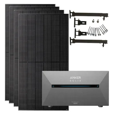 Produktbild von Anker SOLIX 2000W Balkonkraftwerk mit 4×500W SolarSpace Module mit Halterung für Flachdach