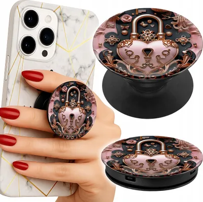 Image de Support telephone Popsocket pour doigt / support - KOBIECE WZORY KŁÓDKA SERCE
