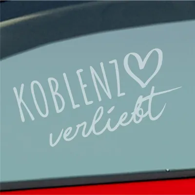 Produktbild von Auto Aufkleber Koblenz verliebt Herz Stadt Heimat Liebe Car 19x8 cm Milchglas Sticker Heckscheibenaufkleber