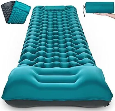 Produktbild von Famanu Luftbett mit Eingebauter Pumpe - Selbstaufblasbar - 1-Personen Schlafmatte - 10CM - Blau