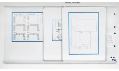 Produktbild von Schiebetafelanlage für Wandmontage BxT 5000x1306mm mit Whiteboard Rückwand