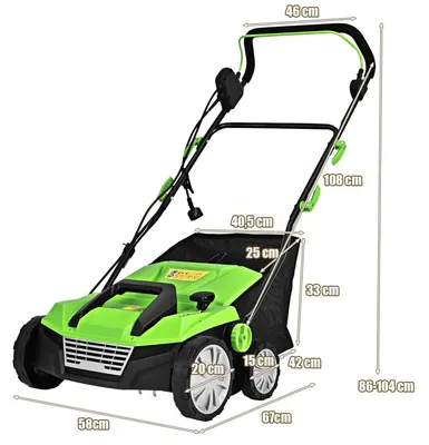 Obrázek produktu pro Elektrická sekačka na trávu - provzdušňovač trávníku - vertikutátor - stroj na péči o trávu - 1800W motor