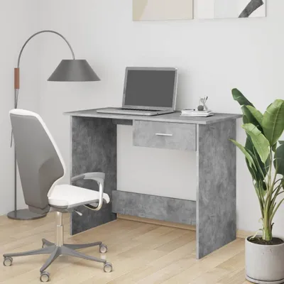 Produktbild von vidaXL Schreibtisch Betongrau 100×50×76 cm Holzwerkstoff - Schreibtisch - Schreibtische - Computertisch - Computertische