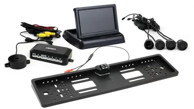Zdjęcie produktu dla AMiO Parking Assist TFT02 4,3" z kamerą HD-402-LED z 4 czujnikami, czarny