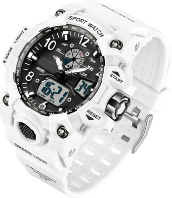 Productafbeelding van Digitale dameshorloge, sportief, 5ATM waterdicht, multifunctioneel met wekker, stopwatch, kalender en LED-licht. Analoog-digitaal horloge voor dames, meisjes en jongens