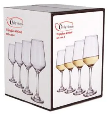 Image de Ensemble de 4 verres à vin Daily Home, capacité de 400 ml | Lot de 6 pièces