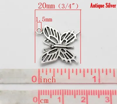 Produktbild von 10 Charm Anhänger Schmetterling 20 x 20 mm, antiksilber