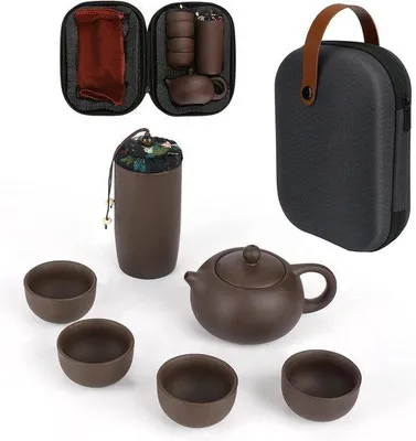Immagine prodotto di Servizio da tè da viaggio, 5 pezzi, porcellana beige