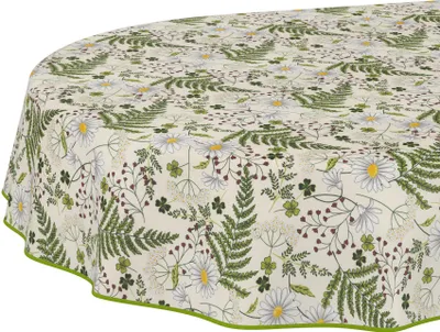 Zdjęcie produktu dla Obrus ogrodowy botanika zielony owalny 180x140cm wstążka wodoodporny zmywalny
