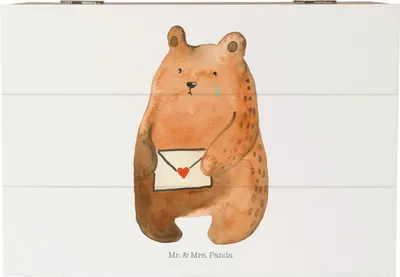 Produktbild von Mr. & Mrs. Panda Erinnerungsbox Bär Liebesbrief 22 x 15 cm - Weiß - Geschenk, Teddy, Freundin, Sehnsucht, geschenkkiste, Freund, schatztruhe, Truhe, Box, Liebeskummer