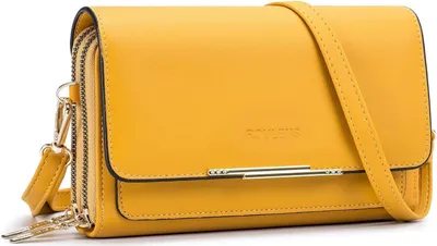 Produktbild von Kleine Damen Umhängetasche Kunstleder Handytasche Crossbody A-gelb