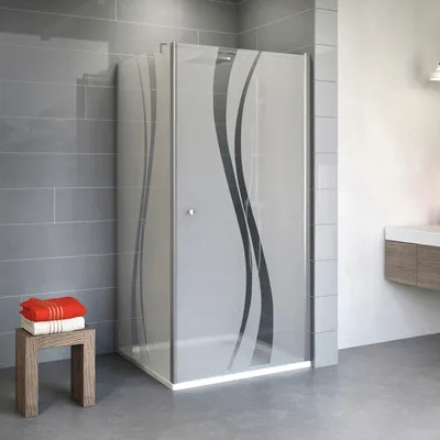 Produktbild von SCHULTE Duschtür mit Seitenwand mit Drehtür Alexa Style 2.0 ExpressPlus 90 x 90 x 192 cm Profil aluminium Glasdekor Lian