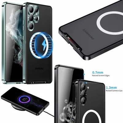 Obrázek produktu pro Pouzdro na mobilní telefon Samsung Galaxy S23 Ultra s magnetickým uchycením Magsafe, kovový design, zelené pouzdro