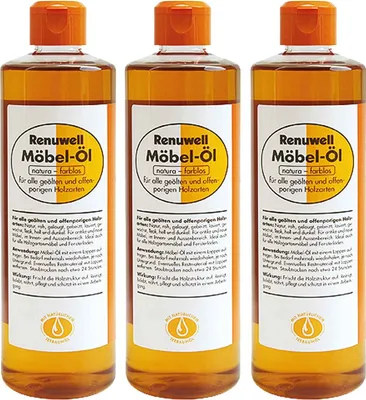 Produktbild von Renuwell Möbelöl Farblos Holzpflegemittel Möbelreiniger Spar-Sets 3 x 500 ml