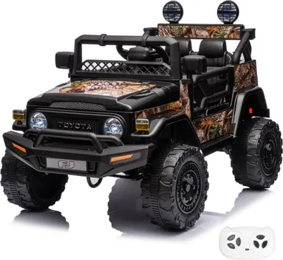 Immagine prodotto di Auto elettrica per bambini Toyota FJ Cruiser 12V (1–6 anni) – Con licenza ufficiale, telecomando, pneumatici in EVA, 2 motori e sedile in pelle – Veicolo elettrico per bambini, nero