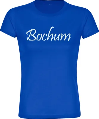 Produktbild von multifanshop Damen T-Shirt - Bochum - Schriftzug, blau, Größe L
