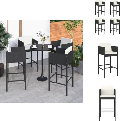 Produktbild von vidaXL Barhocker 4 Stk. mit Kissen Schwarz Poly Rattan - Gartenstühle