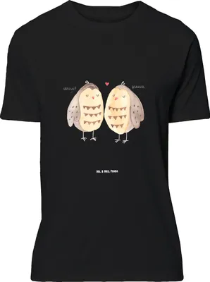 Produktbild von Mr. & Mrs. Panda Größe M T-Shirt Eulen Liebe - Schwarz - Geschenk, Eule, mit Spruch, Freundin, Tshirt, Shirt, Herren, Pärchen