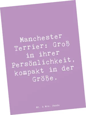 Produktbild von Mr. & Mrs. Panda Ansichtskarte Spruch Manchester Terrier Persönlichkeit - Lavendeltraum - Geschenk, Hunderassen, Postkarte, treuer Begleiter, Hunderasse, Postkarten, treu