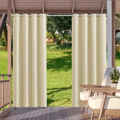 Obrázek produktu pro Voděodolná venkovní závěs, béžová barva, rozměry 274 x 132 cm, s oky