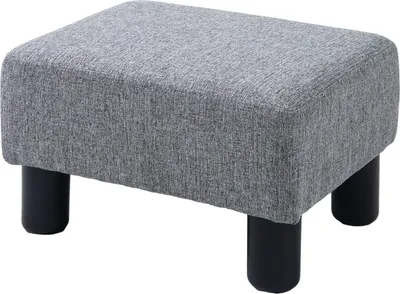 Produktbild von Fußhocker, Sitzhocker, Rechteckiger Ottoman, Fußstütze Aus Leinen, Polsterhocker Bis 150 Kg Belastbar, Für Wohnzimmer, Flur, Grau