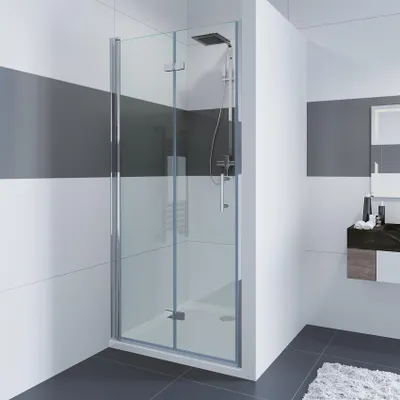 Produktbild von IMPTS Duschtür 100cm Falttür Rahmenlos Duschabtrennung Nische Duschkabine Sicherheitsglas mit Nanobeschichtung Nischentür Dusche Höhe 195cm