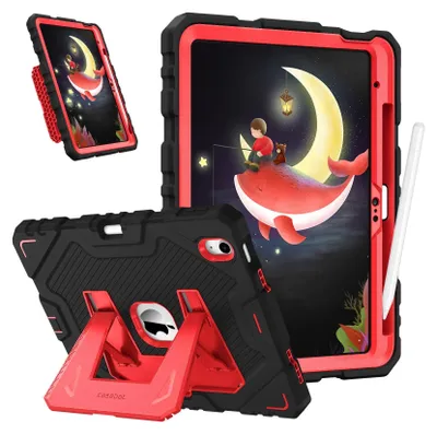 Produktbild von Fintie Kinder Hülle für iPad 11. Generation 2025 11 Zoll (A16), iPad 10. Generation 10.9 Zoll 2022 - robuste, stoßfeste Ganzkörper-Schutzhülle mit integriertem Ständer für Kinder, Schwarz/Rot