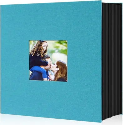 Image de Album photo 10x15 600 bleu-vert lin portrait paysage Grand album à insérer