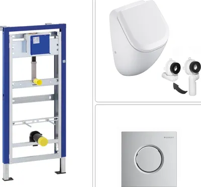 Produktbild von VIGOUR DERBY Urinal spülrandlos mit SoftClose Deckel und Geberit Zubehör, chrom