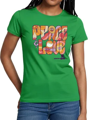Produktbild von Spreadshirt Woodstock Peace Love Hippie Design Frauen T-Shirt, XXL, Kelly Green